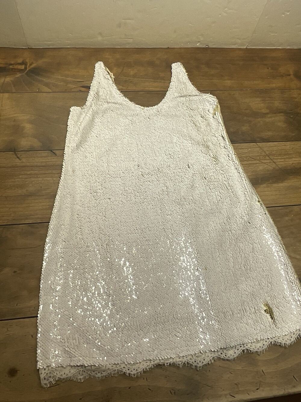 Free People Intimately Dress White Gold Sequin Seeing Double Small Formal Fancy